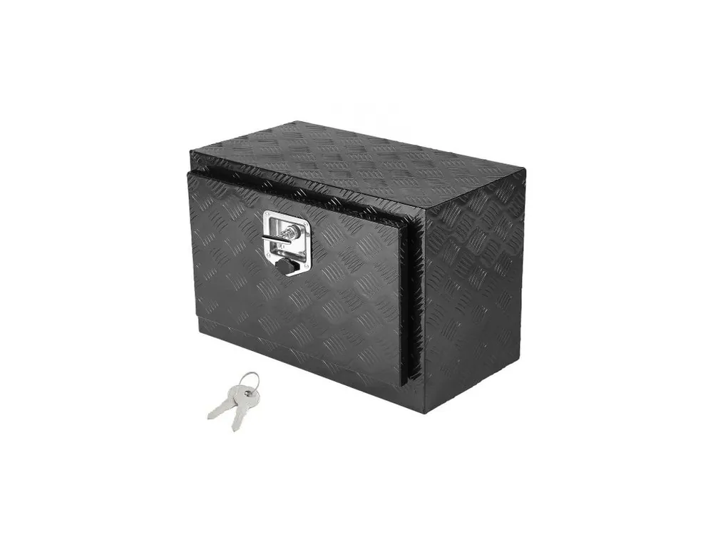 úložný box na podvozek nákladního vozu, úložný box na pickup 24" x 12" x 14", odolný hliníkový box na nářadí s diamantovým plechem se zámkem a klíči, vodotěsný úložný box na přívěs s T-rukojetí pro nákladní automobily, dodávky, přívěsy Super Cena