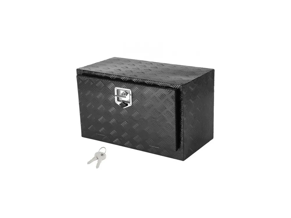 Nízká Cena úložný box na podvozek nákladního vozu, úložný box na pickup 30" x 14" x 16", odolný hliníkový box na nářadí s diamantovým plechem se zámkem a klíči, vodotěsný úložný box na přívěs s T-rukojetí pro nákladní automobily, dodávky, přívěsy