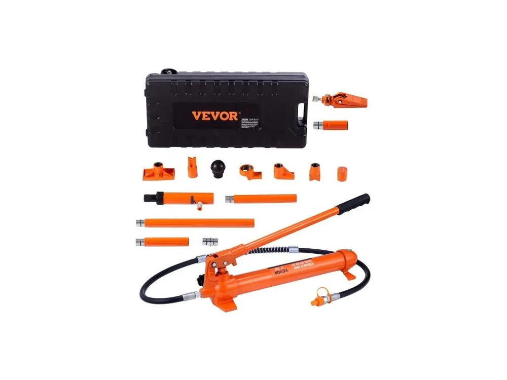 12tunová přenosná sada Power Kit, hydraulický píst s čerpadlem a olejovou hadicí 1,4 m, přenosný hydraulický zvedák s úložným pouzdrem pro automobily, garáže, farmy a mechaniky (26455 LBS) Bezpečná Platba