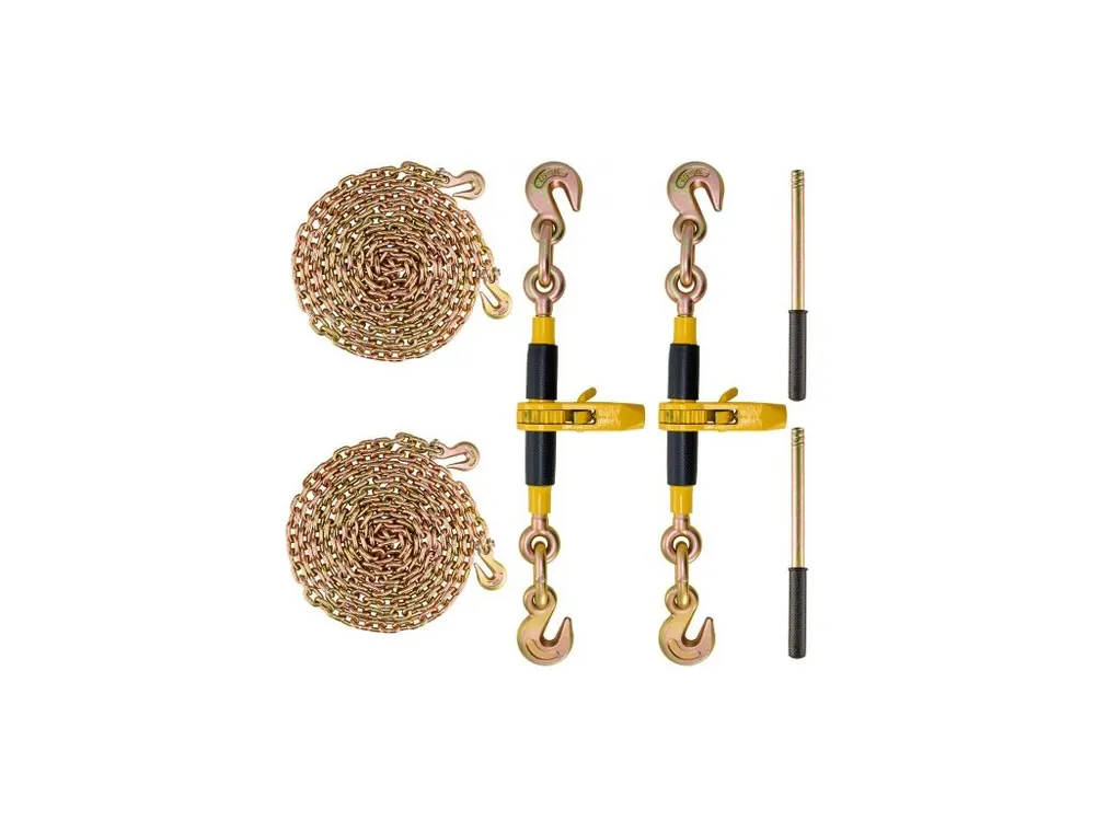 Řetězový pojistný kroužek , 2 ks, 3/8"-1/2", pro vysoké zatížení, s řetězy G80, bezpečný limit zatížení 12 000 liber, protiskluzová rukojeť, upevňovací řetězové pojistné kroužky pro plošinový přívěs Nejlepší Cena