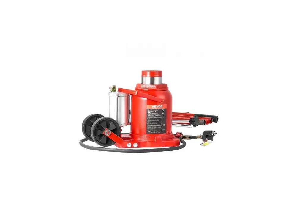 Cenová Bomba Pneumatický hydraulický zvedák na lahve , nosnost 50 tun (110231,5 lbs), rozsah zdvihu 265-410 mm, pneumatický/ruční svařovaný zvedák na lahve pro vysoké zatížení s pumpou pro SUV, pickupy, nákladní automobily, obytné vozy, opravy automobilů, červený
