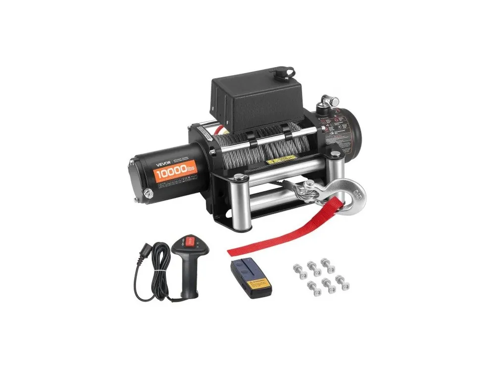 Super Cena Elektrický naviják , nosnost 4500 kg, 12V DC naviják pro nákladní vozidla s ocelovým lanem ?8,3 mm x 19,8 m, bezdrátové a kabelové dálkové ovládání, vodotěsný IP55 pro tažení SUV, jeepu, přívěsu, lodi, terénního vozidla