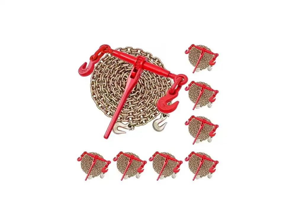 Jen Po Omezenou Doba Řetězový vázací mechanismus s ráčnou, řetězy G80 10 mm x 3 m, nosnost 4173 kg ráčnového vázacího mechanismu, sada řetězů a vázacích mechanismů, upevňovací vázací mechanismy pro tažení, tažení, těžbu dřeva a zvedání