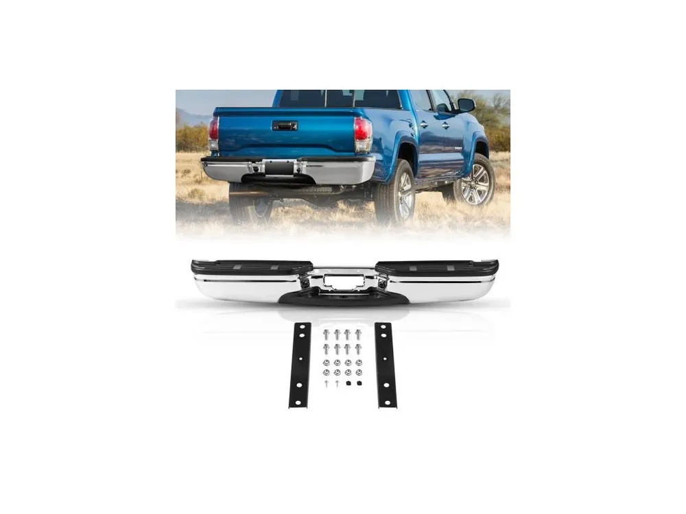 Nejlepší Volba Zadní nárazník , kompatibilní s vozy Ford F250/Ford F350 Super Duty z let 1999-2007, chromovaný ocelový zadní nárazník, náhradní sestava zadního nárazníku s osvětlením registrační značky a nášlapnou clonou, pro FO1101141