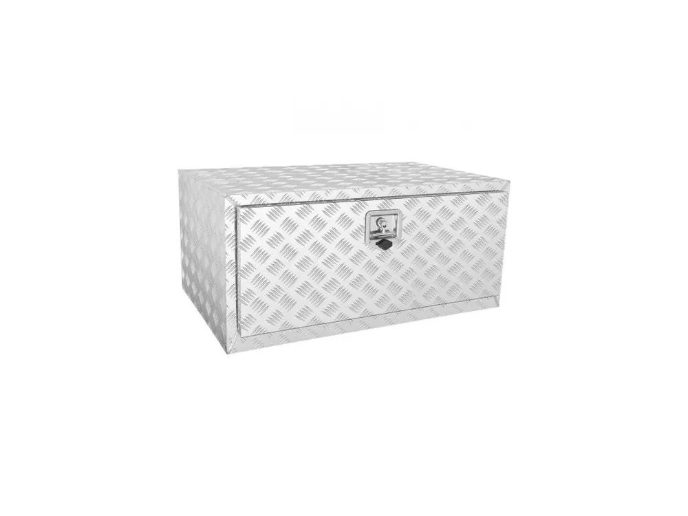 Koupit Online úložný box na podvozek nákladního vozu, úložný box na pickup 91 × 61 × 61 cm, odolný hliníkový box na nářadí s diamantovým plechem se zámkem a klíči, vodotěsný úložný box na přívěs s T-rukojetí pro nákladní automobily, dodávky a přívěsy