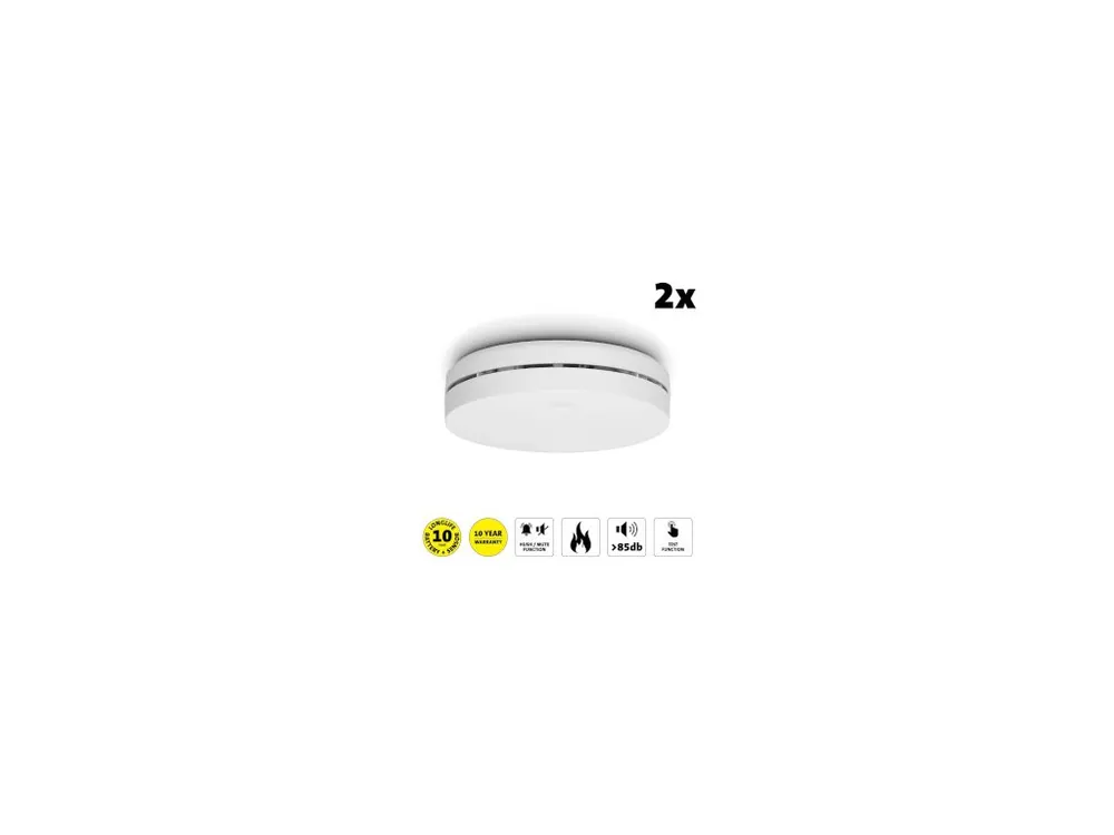 Sleva Designový detektor kouře s baterií na 10 let 2-pack White Alecto SA300 DUO