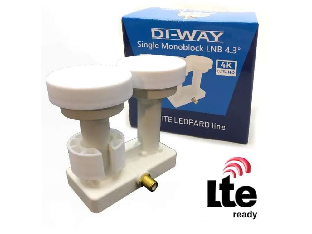 DI-WAY LNB MONOBLOCK SINGLE 0,1dB 4,3st, WHITE LEOPARD LINE Ověřený