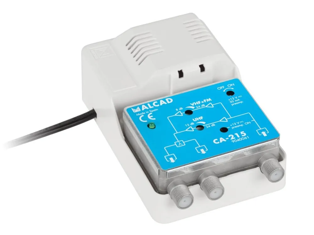 Vrácení Zdarma ALCAD CA-215 zesilovač, 1 vstup, 2 výstupy, širokopásmový 12V UHF/VHF