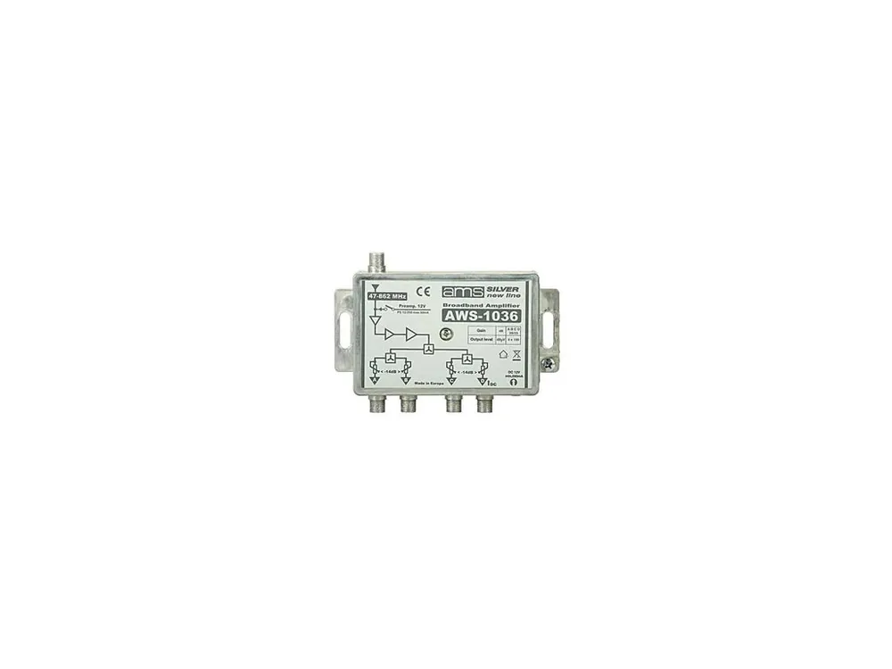 Anténní zesilovač AWS-1036 (47-862MHz, 23dB, 4x výstup) Speciální Cena
