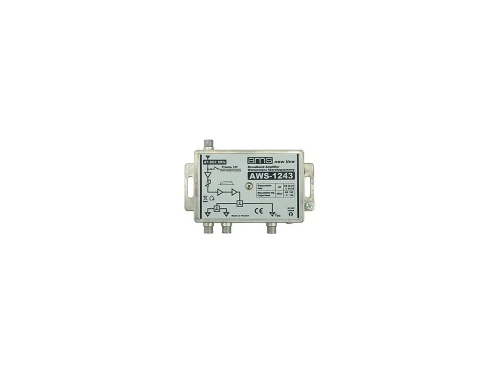 Anténní zesilovač AWS-1243 (47-862MHz, 25dB, 3x výstup) Zlevněný