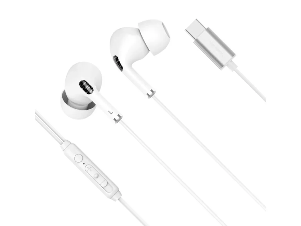 Sluchátka Kruger&Matz KMPC1-W do uší s mikrofonem, USB-C, bíla Vysoce Kvalitní