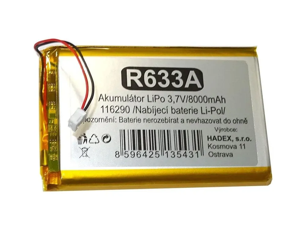 Nakupujte Hned Baterie nabíjecí Li-Pol 3,7V/8000mAh 116290 Hadex