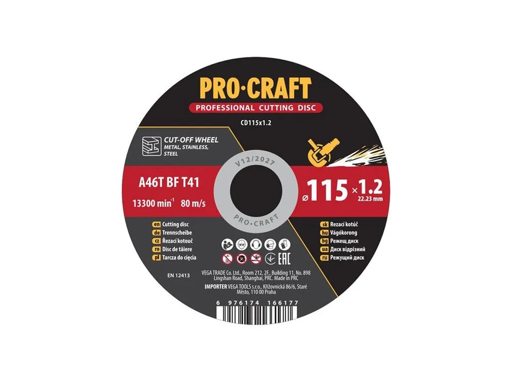 Kotouč řezný PROCRAFT 115x1.2mm Akční Cena