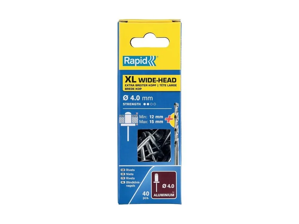 Nejlepší Cena Nýty hliníkové Rapid, 4x18mm, XL, 40ks+vrták
