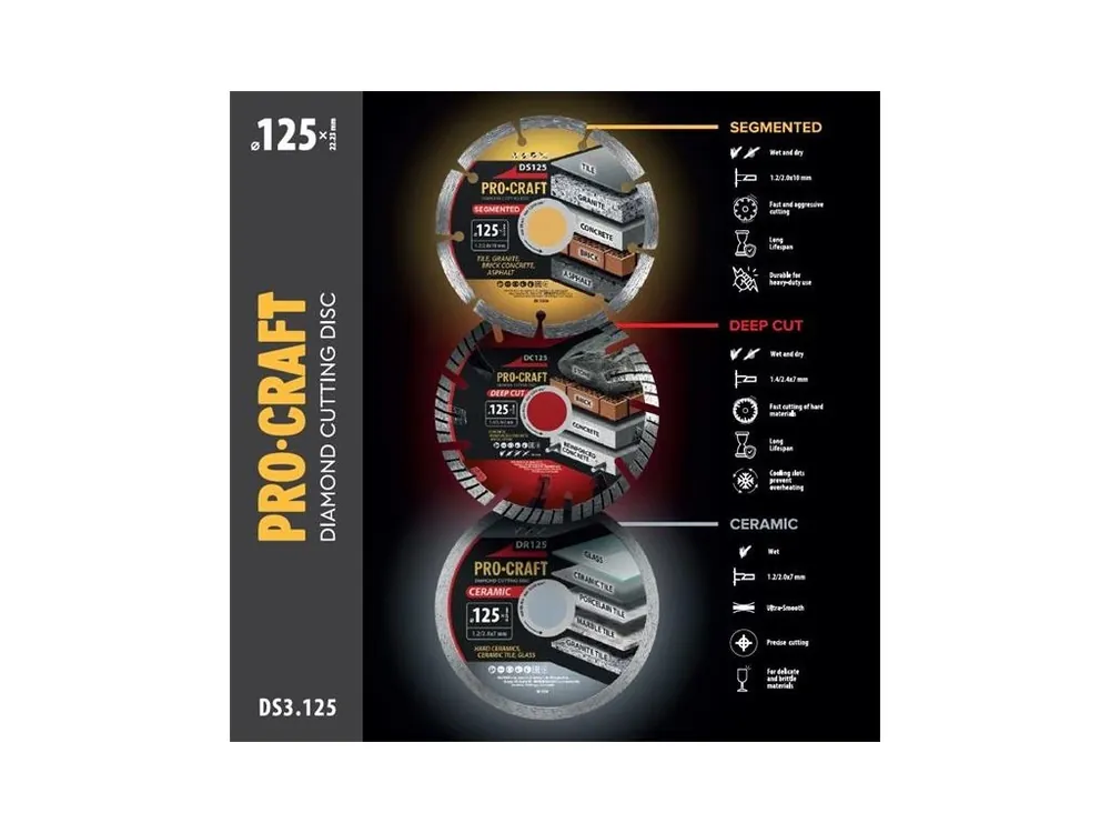 Sada diamantových kotoučů PROCRAFT DS3.125 3ks Víkendová Akce