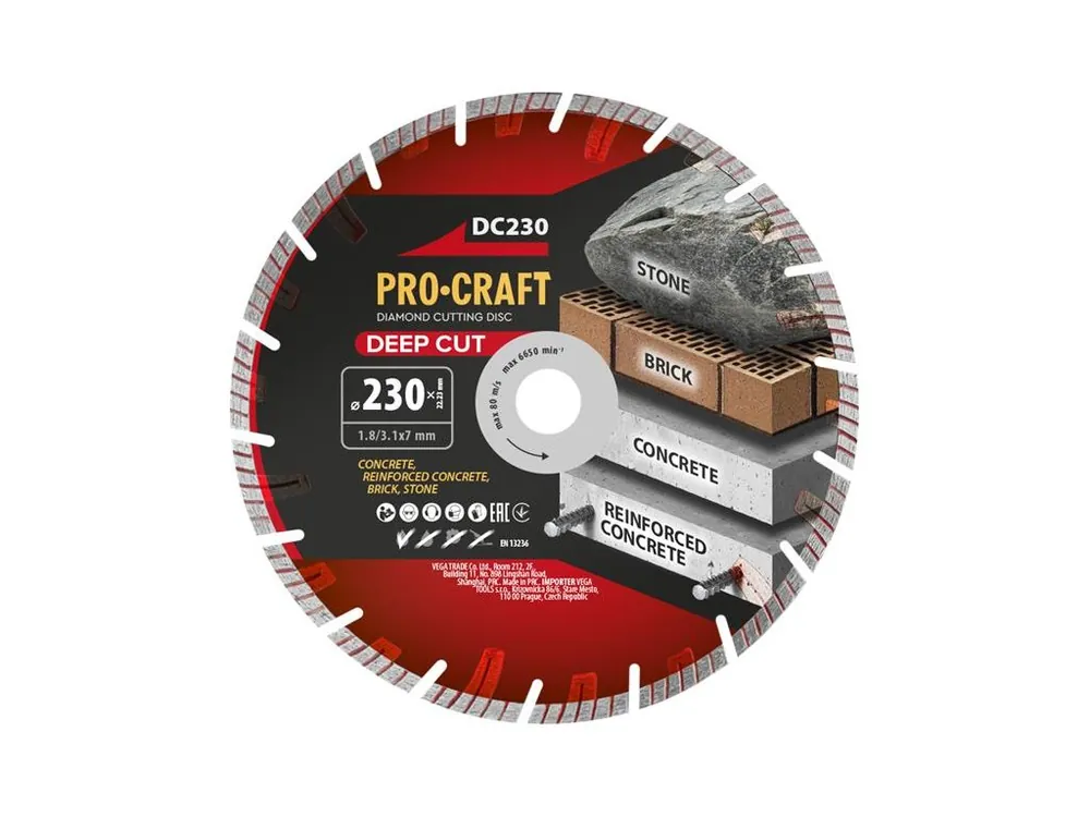 Akční Cena Kotouč řezný diamantový 230mm PROCRAFT DC230 Deep Cut