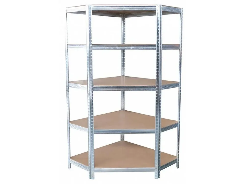 Cenově Výhodný Regál rohový, kovový 1800x900x400mm, max. 150kg na polici, 5 polic. Racks RAT80