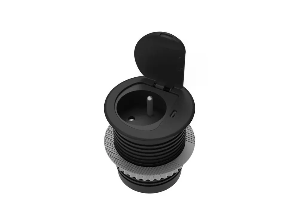Horká Nabídka Zapuštěná zásuvka ORNO OR-GM-9040/B, 230V + USB-C nabíjecí, černá, přívod 1,9m