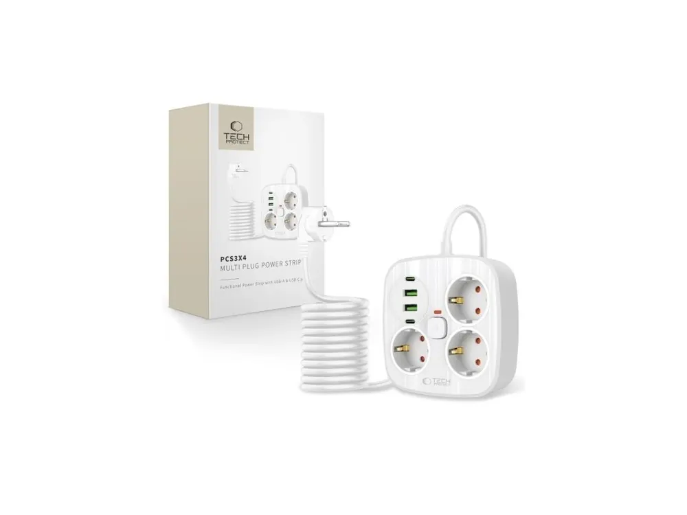 Prodlužovací kabel 3 zásuvky 2m TECHPROTEC PCS3X4 White Speciální Cena