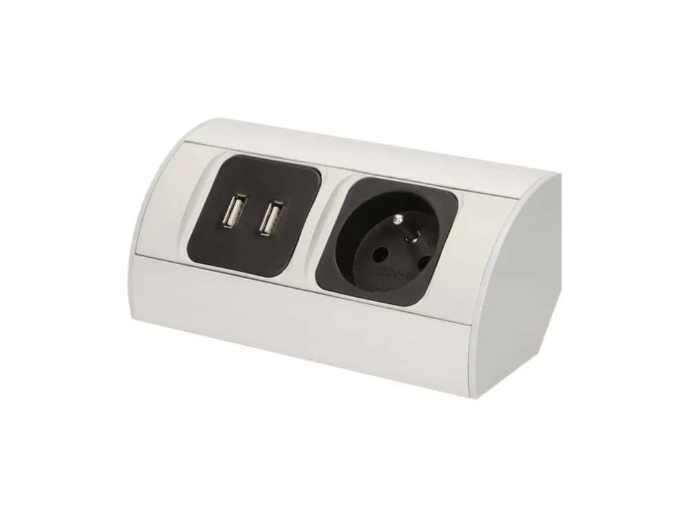 Povrchová zásuvka ORNO OR-AE-1310, 1x 230V, 2x USB nabíjecí, barva stříbrná Novinka