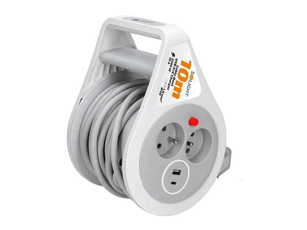 Buben vnitřní 2z, 10m, 3 x 1,0mm2, 14x12x20,5cm, Ø14cm, šedý kabel, USB A+C Finální Výprodej