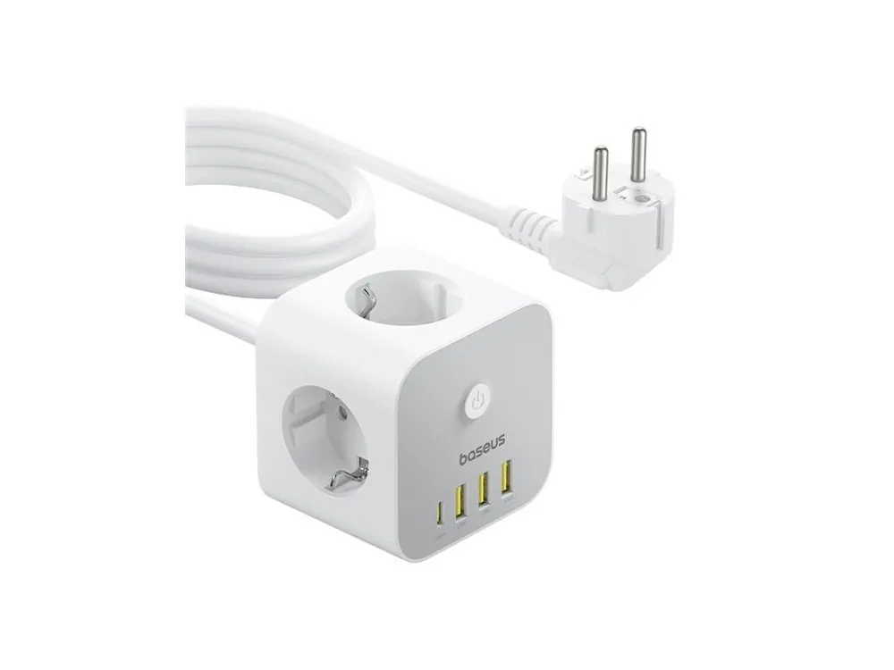Prodlužovací kabel BASEUS PowerCombo Cube White 1,5m Poslední Šance