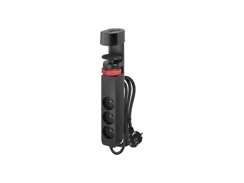 Prodlužovací přívod 3 zásuvky 1,5m EMOS P1311PD,uchycení na stůl,USB,vypínač Výprodej