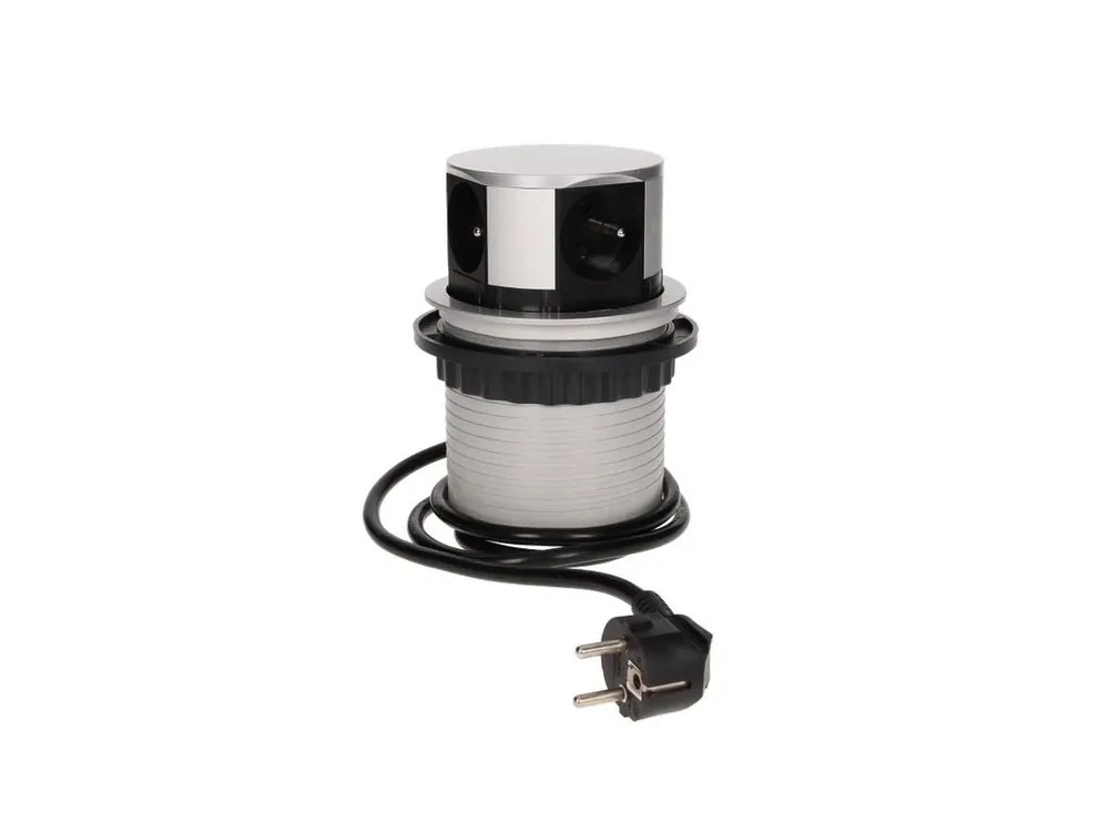 Zásuvkový blok kulatý ORNO OR-AE-1341, 4x zásuvka, barva stříbrná, kabel 1.5m Objednat Nyní