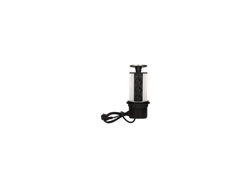 Nejlepší Cena Nábytková zásuvka ORNO OR-AE-1354, 10cm, 3x250V AC výklopná do pracovní desky s USB nabíječkou a kabelem 1,8 m