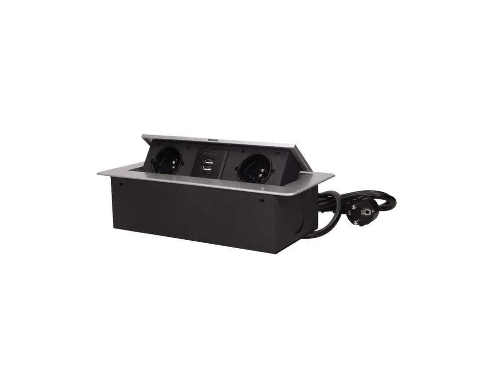 Výklopný blok zapuštěný ORNO OR-AE-13126/G, 2x 230V a 2x USB, stříbrný Nízká Cena