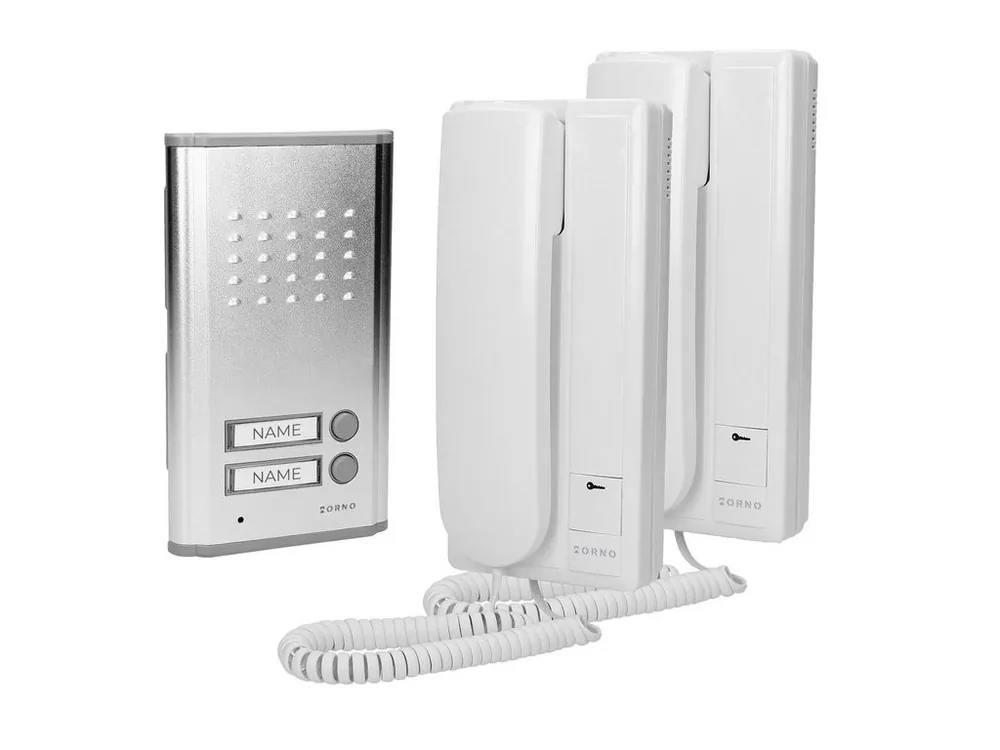 Nová Kolekce Domovní telefon interkom pro dvě nezávislé bytové jednotky ORNO OR-DOM-RL-903, pod omítku