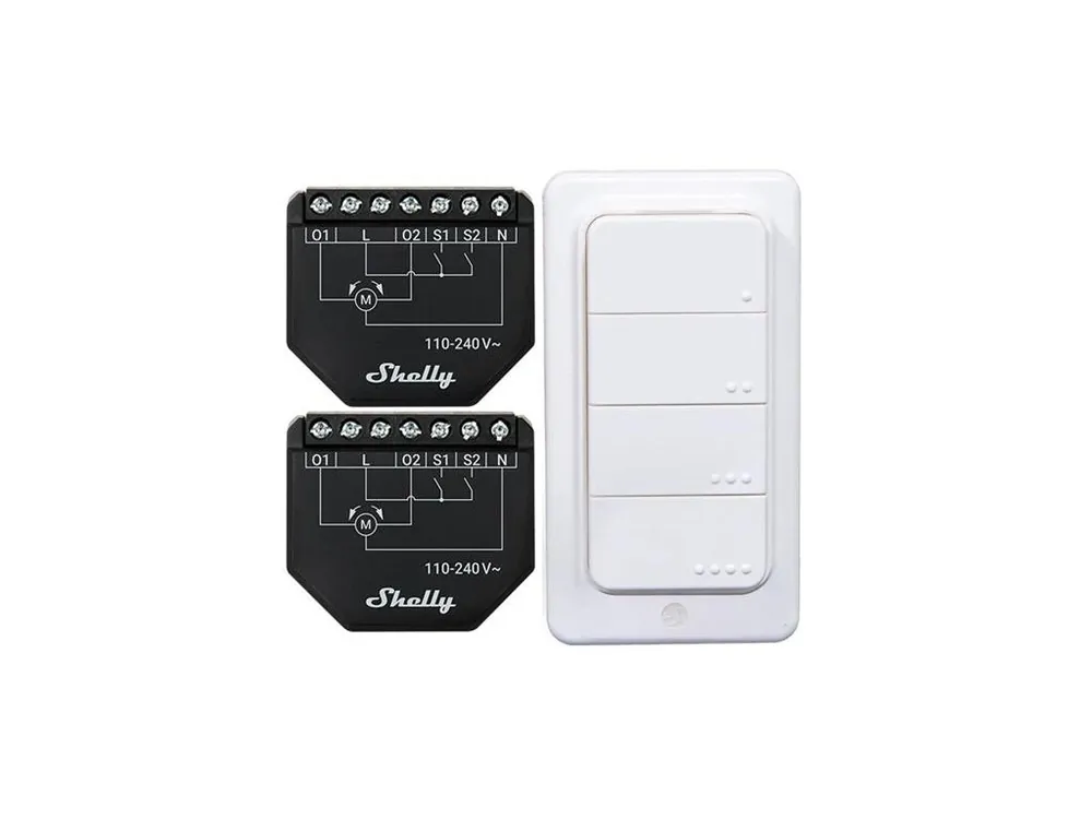 Sada 2 ovladačů pro žaluzie/záclony SHELLY Shutter + 4 tlačítka BLU RC WiFi Výhodná Nabídka