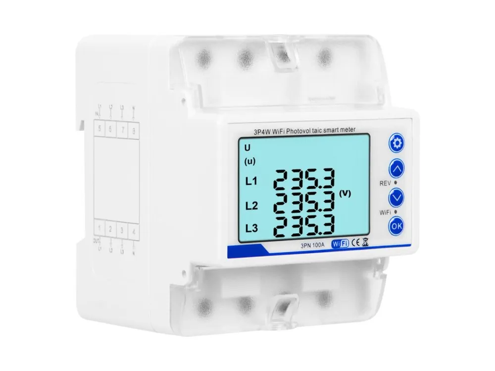 Inteligentní wattmetr BLOW 72-107 na DIN lištu 3-fázový, obousměrný, 100A WiFi TUYA Super Cena