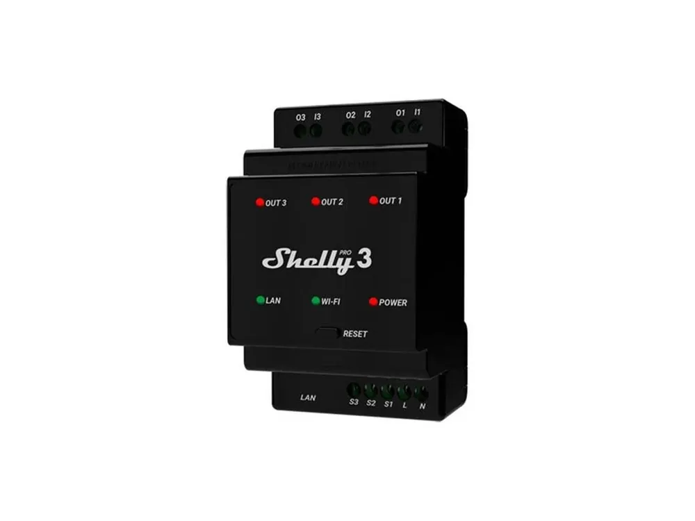 Relé na DIN lištu SHELLY PRO 3 Wi-Fi Jen Po Omezenou Doba