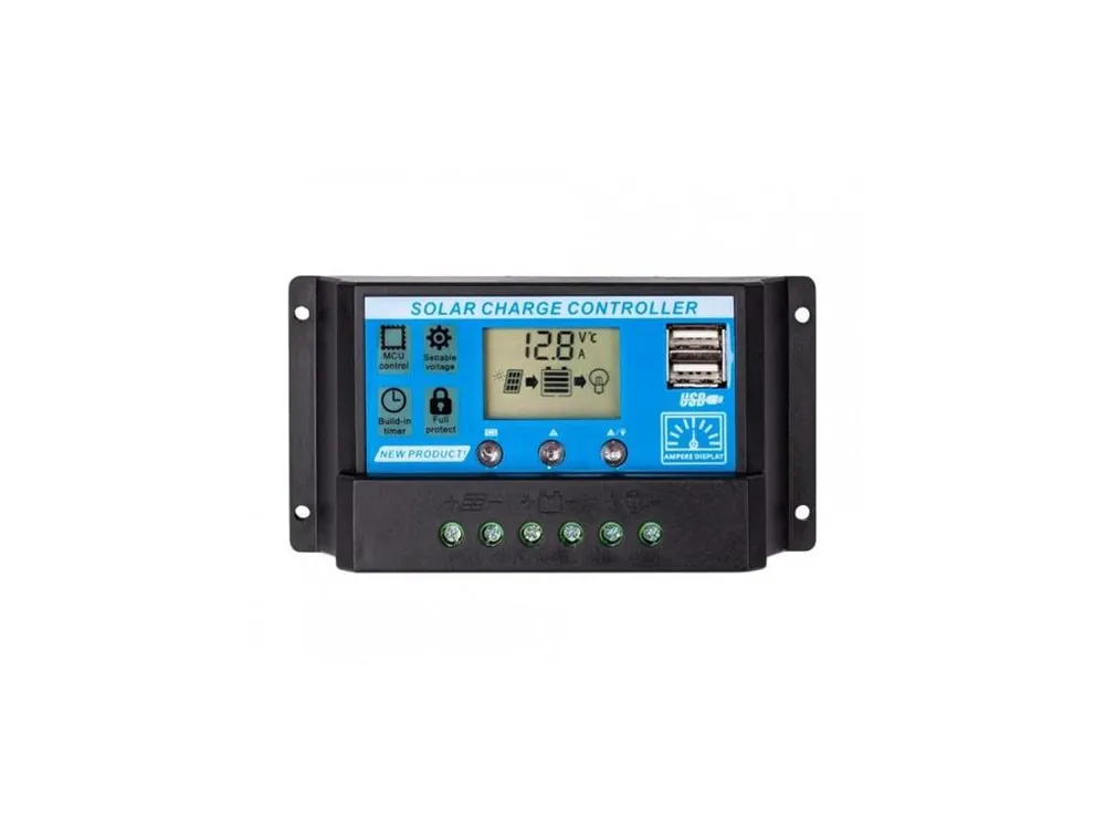 Solární regulátor PWM 12-24V/30A+USB pro Pb baterie, LiFePO4, Li-ion Jen Po Omezenou Doba
