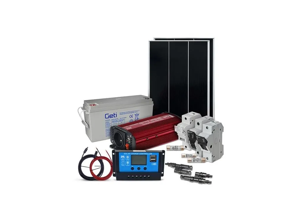 Solární sestava ostrovní SOLARFAM 200Wp, 12V, baterie 150Ah, měnič 230VAC 600W Expresní Doručení