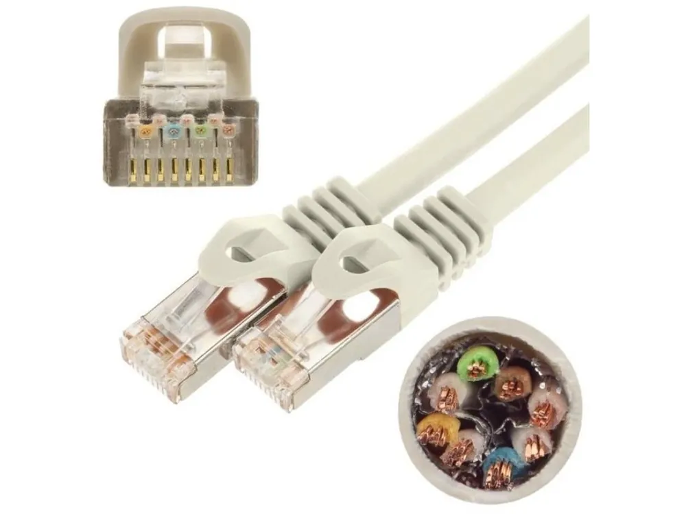 Časově Omezené SFTP Patch Kabel Neku 2x RJ45 CAT7 PiMF, PE, PoE, 10m, šedý