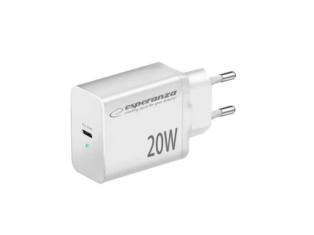 Nabíječka Esperanza EZC104W 20W USB-C PD, bílá Oblíbený