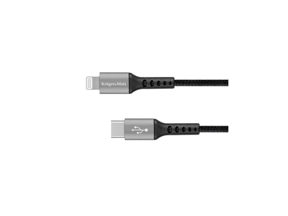 Kabel KRUGER & MATZ KM1267 USB-C/Lightning C94 MFi 1m Black Bezpečná Platba