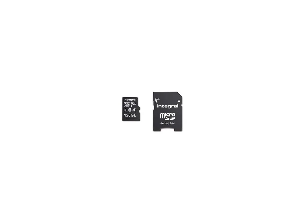 Dokud Zásoby Vydrží 128 GB vysokorychlostní paměťová karta microSDHC/XC V30 UHS-I U3 Integral MSDX128G100V30