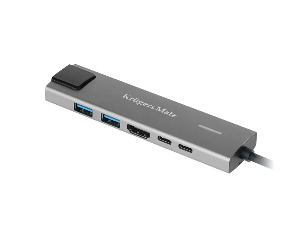 Adaptér Kruger&Matz USB typu C na HDMI/2x USB3.0/2x USB typu C/RJ45 Sleva
