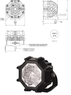 Nová Kolekce Světlomet pracovní 12V/24V 6xLED 32W/ 3000 lm, kabel 1,5m