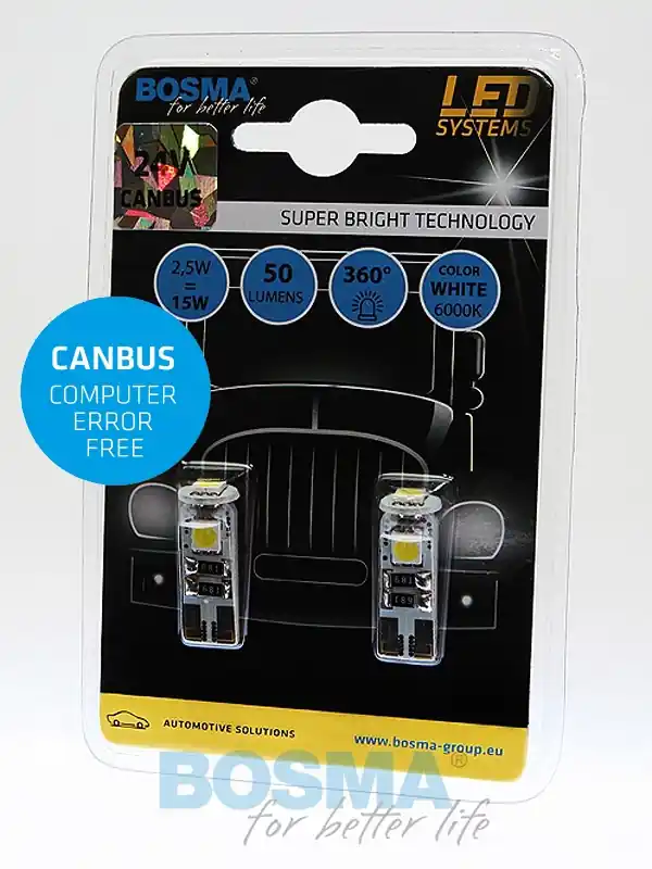 Cenový Hit Žárovka 24V 3xLED SMD5050 T10 bílá 6000K Double Polarity Canbus - sada 2 ks