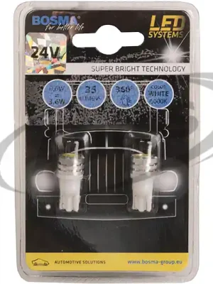 Žárovka T10 24V/0,6W/3,6W W2,1x9,5d 1xLED SMD 6000K bílá - sada 2ks Bezpečná Platba