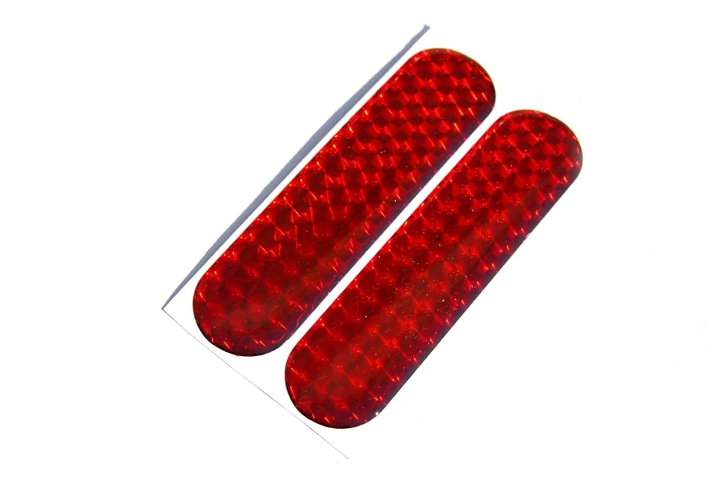 3D červené reflexní nalepovací odrazky (10,5 x 2,4 cm - 2 ks) - délka 10,5 cm Rychlé Dodání