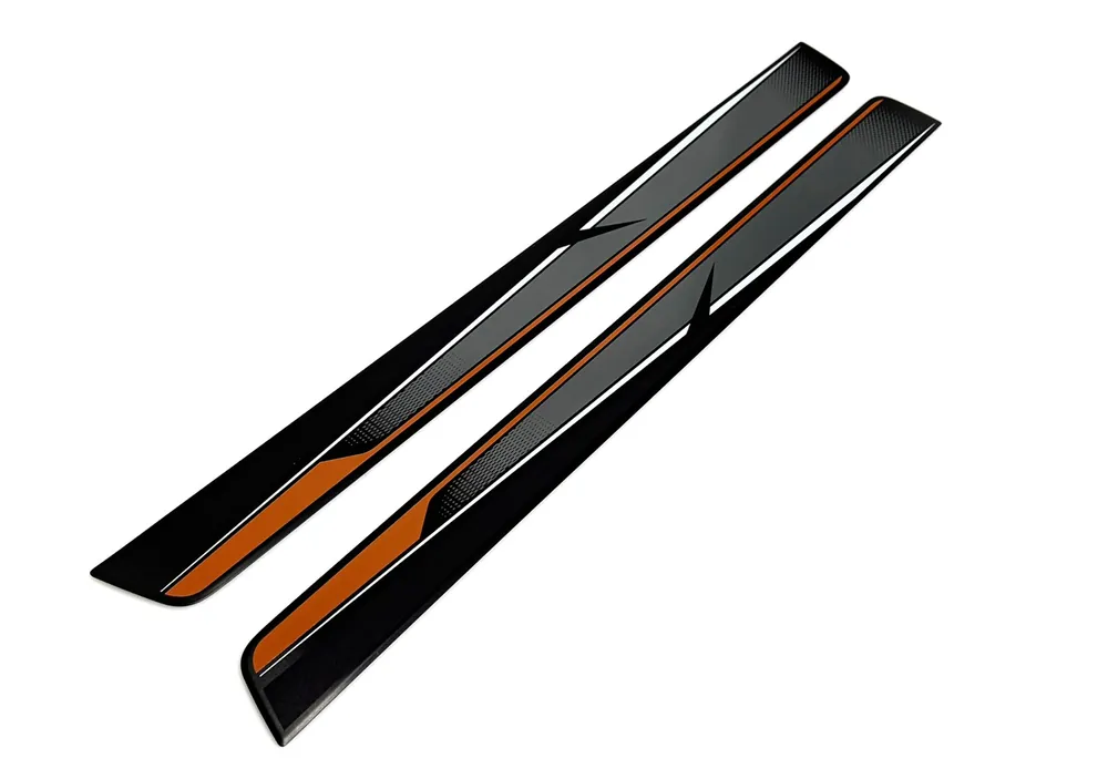 Dekorativní přední prahové lišty MOTORSPORT - oranžovo/černé (bez nápisu) Must-Have