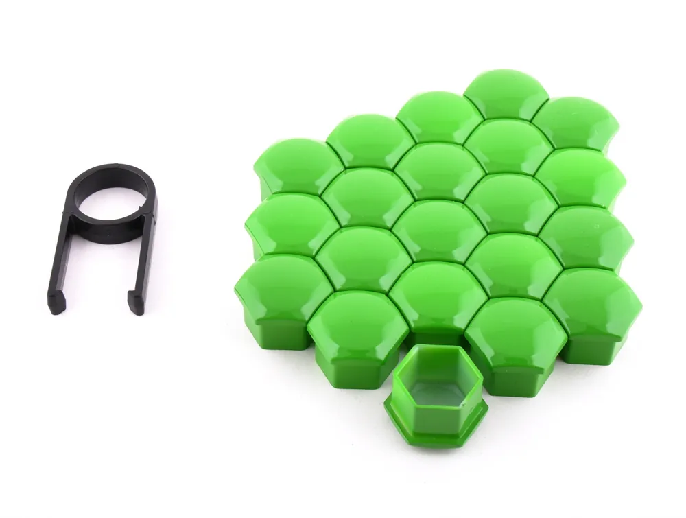 Finální Výprodej Kryty šroubů kol (17 mm - 21 ks) dovoz - zelené