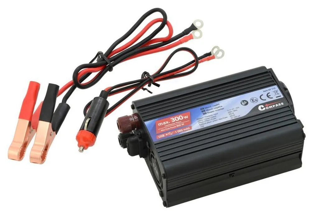 Měnič napětí (trafo) 12/230V 300W + USB - Compass Vysoce Kvalitní