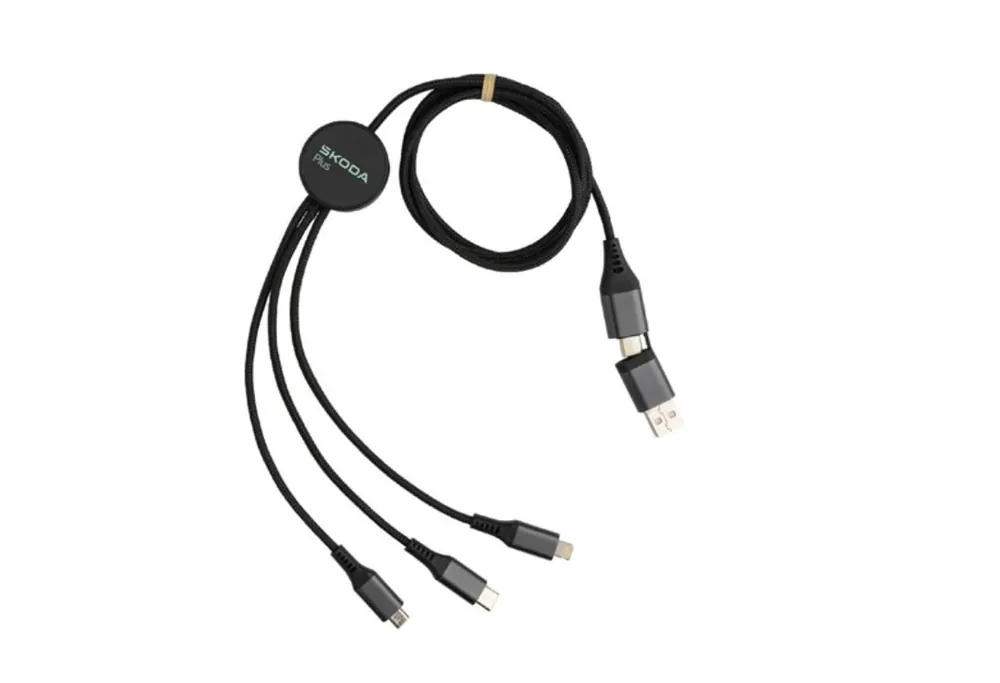 Značkový Nabíjecí USB kabel ŠKODA Plus 6v1 (120 cm) original