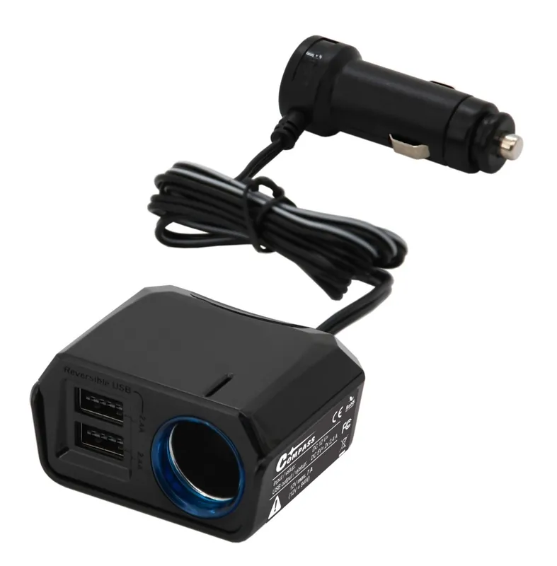 Sleva Nabíjecí adaptér s kabelem SELECT 12V+2x USB 2400mA - Compass